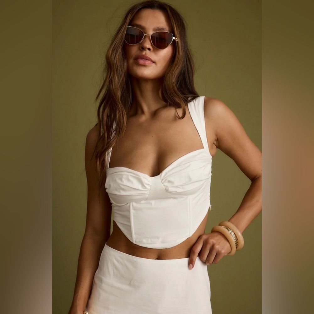 12th Tribe off white corset top with ribbon straps. Size Small